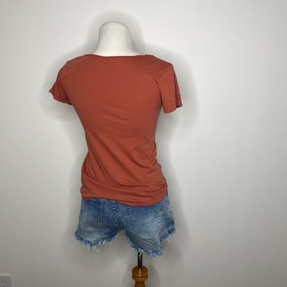 Dry Goods- Rust Red Graphic Tee with V Neck - Picture 3 of 3